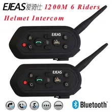 2PCS E6 Helmet Intercom 6 Riders 1200M Motorcycle Bluetooth Intercom Headset Walkie Talkie Helmet BT Interphone vnetphone v2 1200m bluetooth motorcycle helmet interphone 2 riders bt walkie talkie for skiing cycling helmet