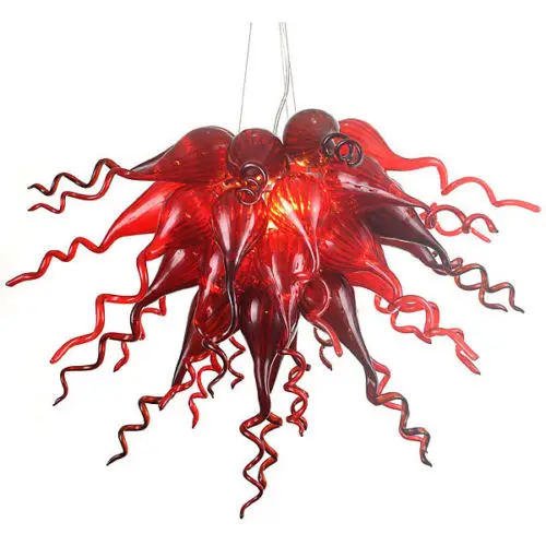 

Modern Art Deco Red Blown Murano Glass LED Bulbs Chain Chandelier