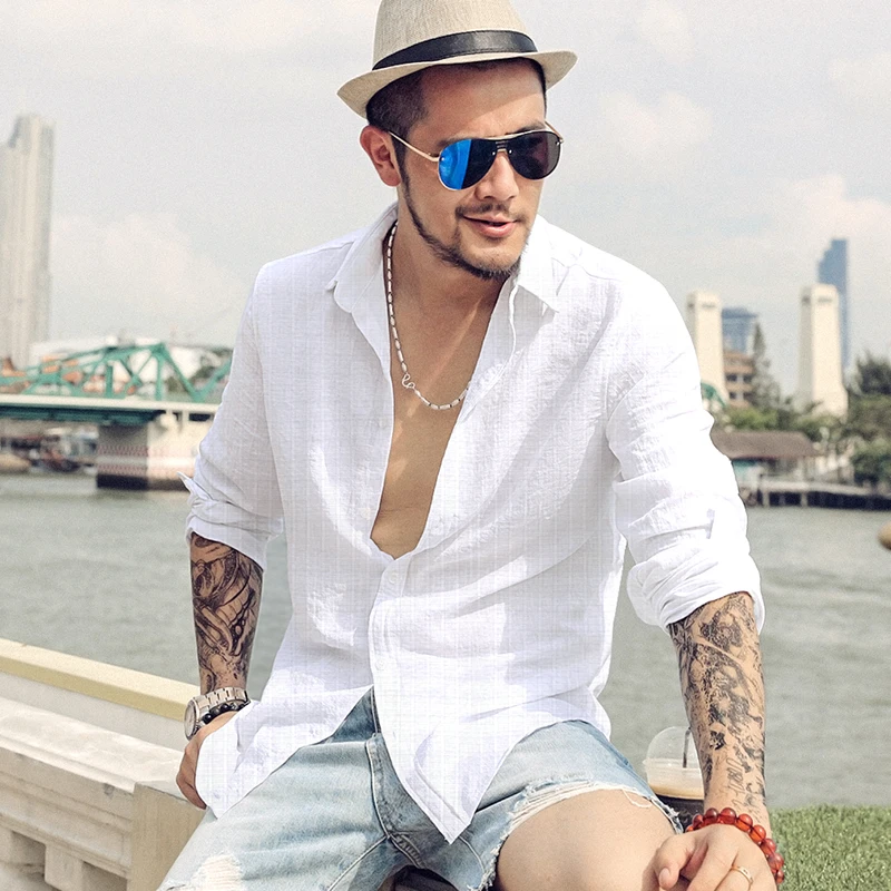 Vente Nouveau printemps bleu hommes slim coton chemise casual slim linge Européenne style métrosexuel homme d affaires chemise unie manches longues S816