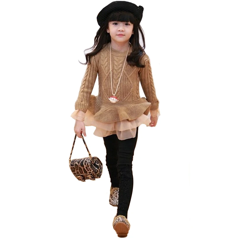 

Kids Sweater Spring And Autumn New European And American Style Children's Clothing girls Pullover With Organza Skirt Lap