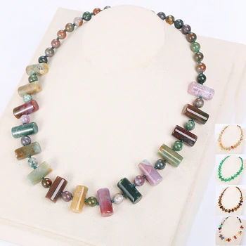 

Natural Stone Beads Statement Necklaces & Pendants Women Jewelry Collares Jade Original Geometric Gem Crystal Party Jewelry Love
