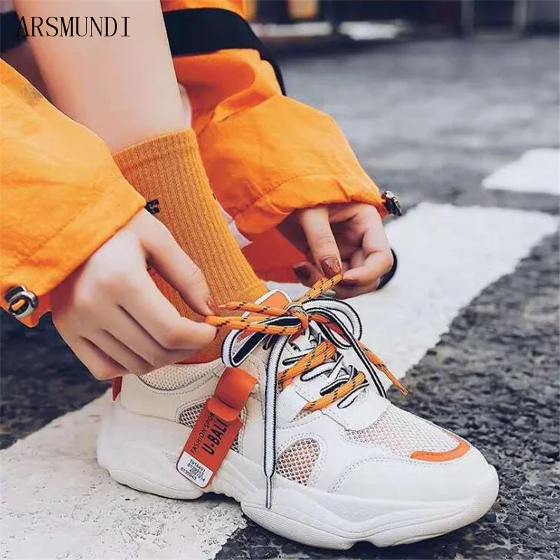 

ARSMUNDI 2019 Fashion Women Casual Shoes Summer Sneakers Women Femme Platform Shoes Breathable Mesh Shoes Chaussures M638