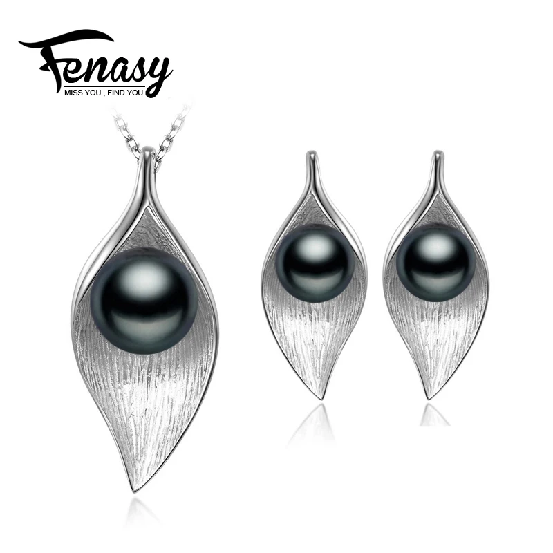 

FENASY retro jewelry sets 2018 new 925 sterling silver jewelry sets,pearl pendant necklace for women,classic bohemian earrings