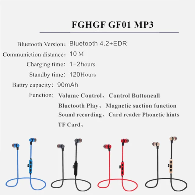 FGHGF GF01 Bluetooth MP3 Player High quality Sports build in Stereo MP3 Muisc Player Bicycle Jogging MP3 Sports Earphones
