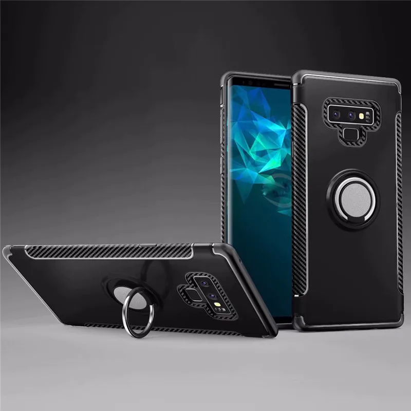 

Anti-knock Soft Silicone PC Back Cover Case For Samsung Galaxy Note 9 With Ring Bracket