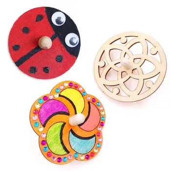 

Log white gyro Children Painting Graffiti Wooden Gyro Kindergarten Handmade DIY Material Toys Kids Toys Funny Toys For Boys Toy