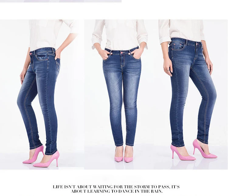R&H Slim Jeans For Women Skinny Mid Waist Jeans Woman Denim Pencil Pants Stretch Waist Women Jeans Skinny Pants