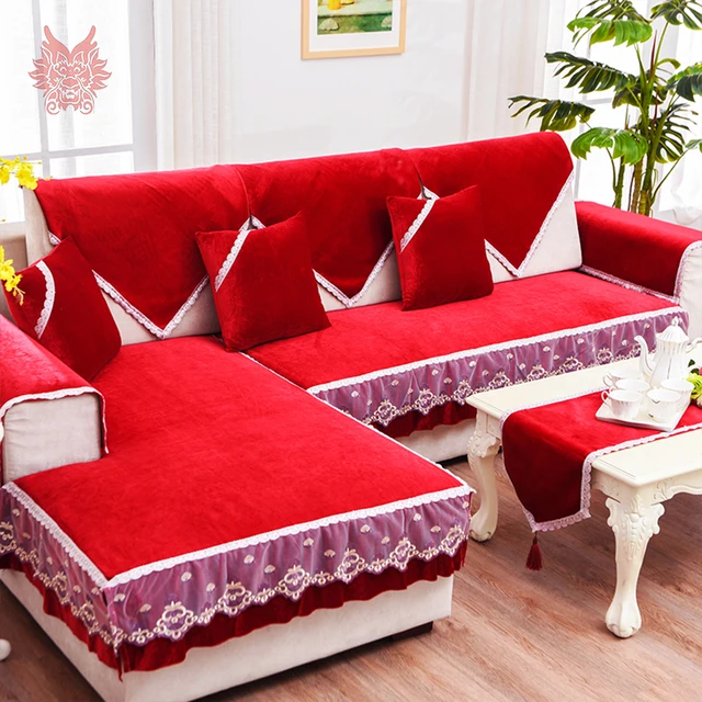 Online Free Ship Black Red Fleece Velvet Sofa Cover Furniture Free Ship Black Red Fleece Velvet Sofa Cover Furniture Slipcovers Sectional Couch Covers For Living Room Fundas De Sp4879