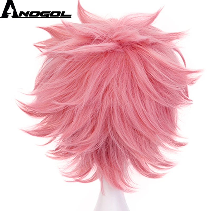 Anogol My Hero Academy Boku no Hero Academy Mina Ashido короткий розовый синтетический парик для косплея для Хэллоуина Вечерние