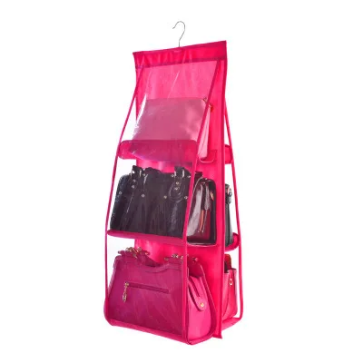 Подвесная сумка-Органайзер с 6 карманами для шкафа, прозрачная сумка для хранения, дверная настенная прозрачная сумка для обуви, сумка-вешалка - Цвет: 3
