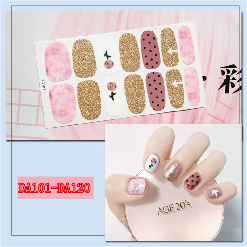 20 pcs/set Full Covered Adhesive Nail Stickers Decal Wraps DIY Nail Art