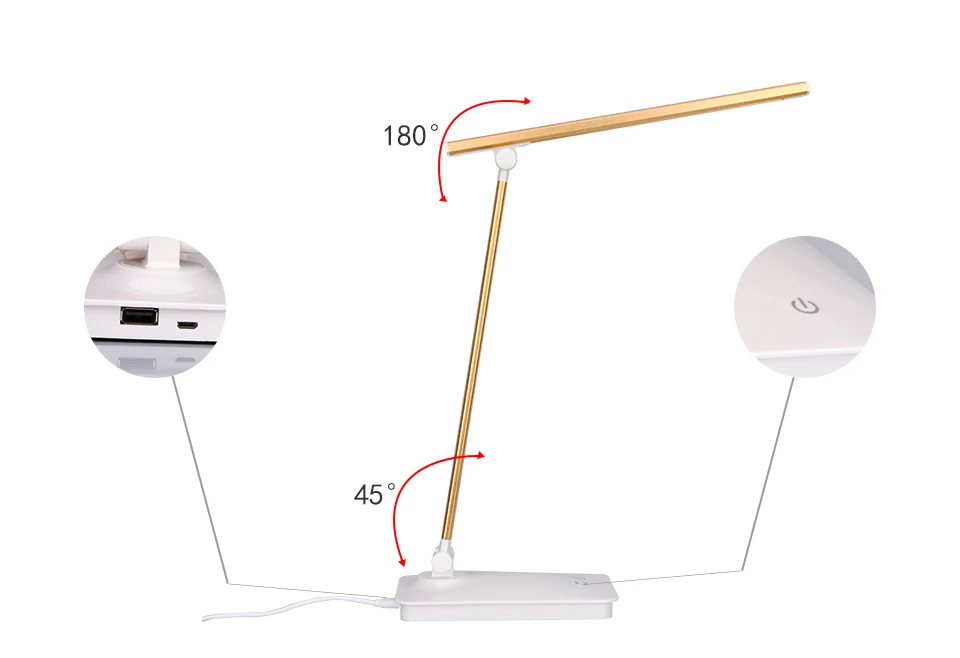 Настольная светодиодный LED Eye-Caring складной Настольная лампа с регулируемой яркостью офисный свет, сенсорное управление, холодный/белый для