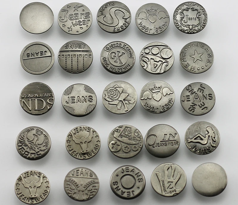 

Whole Sale 500Pcs/lot 20mm Gun Black Jeans Buttons Mixed Styles Metal DIY Shank For Jeans Fasterners