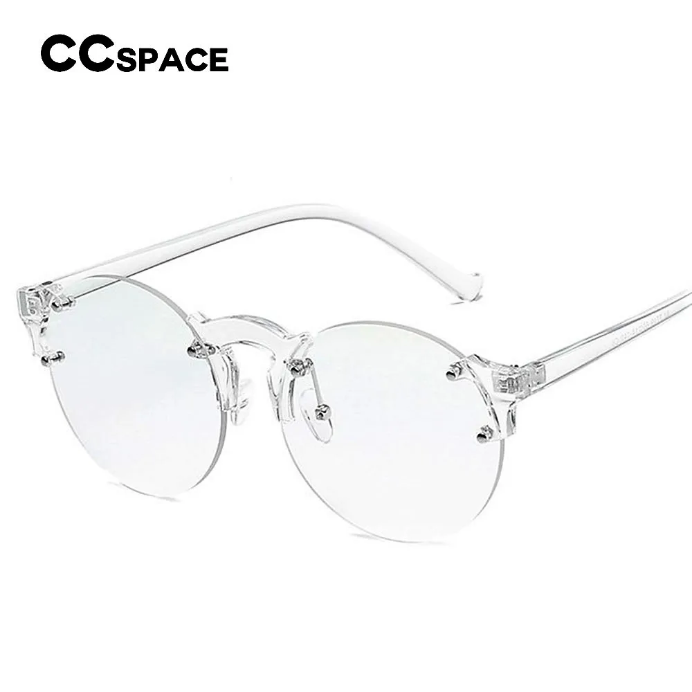 

CCSPACE Glamourous Round Transparent Glasses Frame Women Cateye Pink Glasses Brand Designer Clear Eyewear Computer Glasses 45221