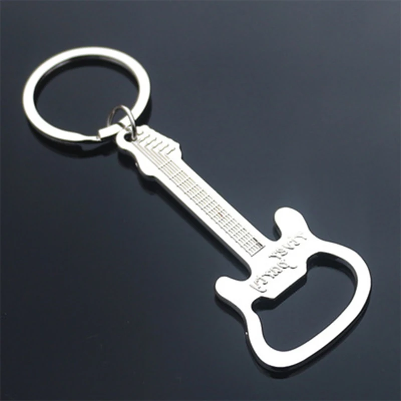 Creative Sale Gift Zinc Alloy Beer Guitar Bottle Opener Bottle Opener Keychain Keyring Key Chain Kitchen Accessories Hot