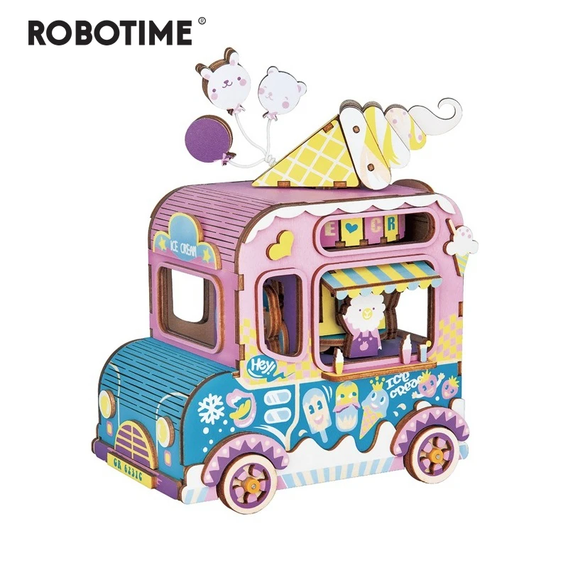 Robotime Новое поступление DIY 3D перемещение вкус игра деревянная головоломка сборки подвижные игрушка музыкальная шкатулка подарок для Для
