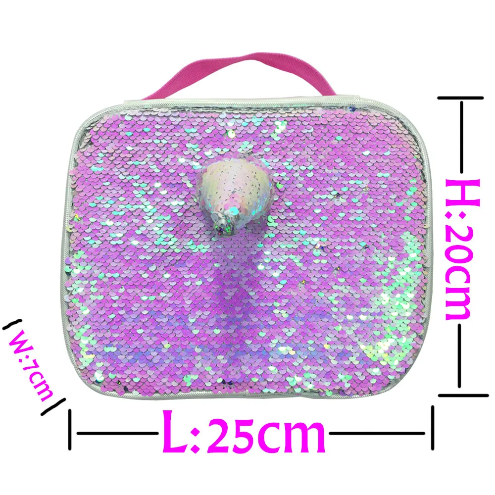 Unicórnio mágico sequin lancheira sereia rosa colorido