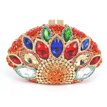 Новейшая красная Стильная Женская Роскошная вечерняя сумка клатч со стразами сумочки с кристаллами вечерние сумочки Свадебная сумка плоская дамская сумочка SC106