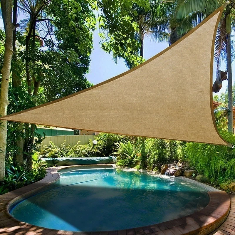 4M Garden Patio Pool Shade Sail Waterproof Triangular UV Sun Shelter Patio Canopy Garden Sun Shade Awning Camping Picnic Tent