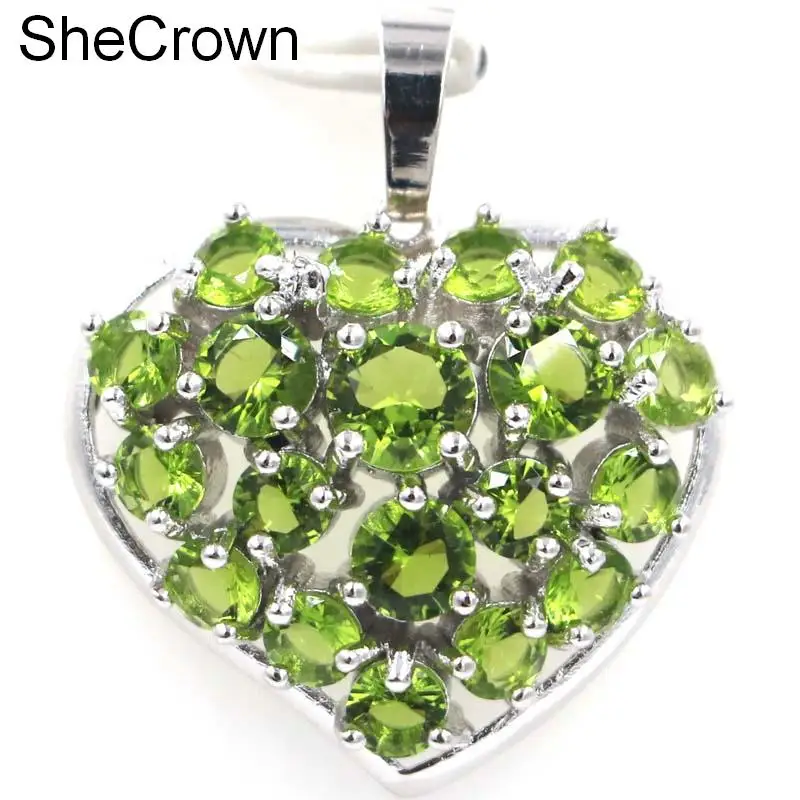 

27x20mm Elegant Created Green Tsavorite Garnet Gift For Woman's Silver Pendant