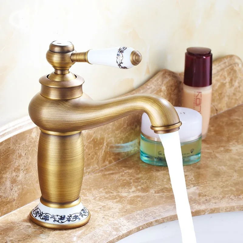 Ретро кран для раковины ванной комнаты, волшебная лампа стиль водопроводной воды Винтаж, античная медь Туалет, умывальник смеситель