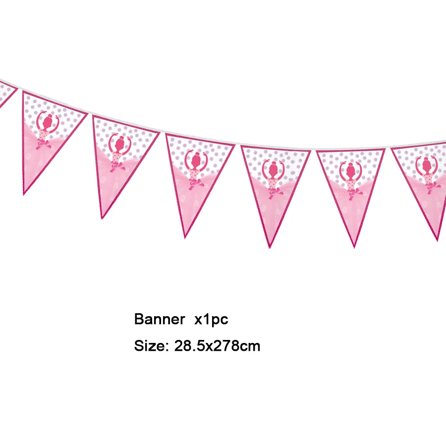Милые розовые балетные вечерние украшения для девочек, для детей, на день рождения, для девочек, принцесса, детская душевая посуда, набор, гирлянда, соломенная тарелка - Цвет: Banner x1pc