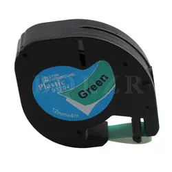 BQLZR 12 мм x 4 м этикетки лента Совместимо для LetraTag Label Maker черный Пластик черный на зеленый 91204