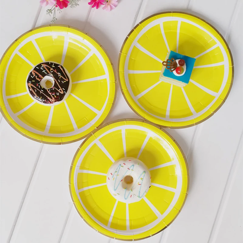 

8pcs/pack 9inch Lemon Christmas Disposable Tableware Plates Party Party Tableware for Wedding Decor Birthday Party Supplies