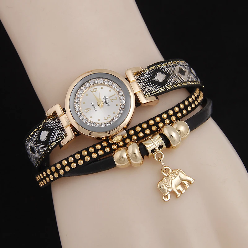 women retro weave watch laides rivet diamonds bracelet watch high quality elephant pendant quartz watch price drop hot selling women retro weave watch laides rivet diamonds bracelet watch high quality elephant pendant quartz watch price drop hot selling