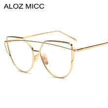 ALOZ MICC Популярный бренд кошачий глаз очки кадр Для женщин Роскошные twin-лучей металлический каркас очки леди ясно очки UV400 Q185