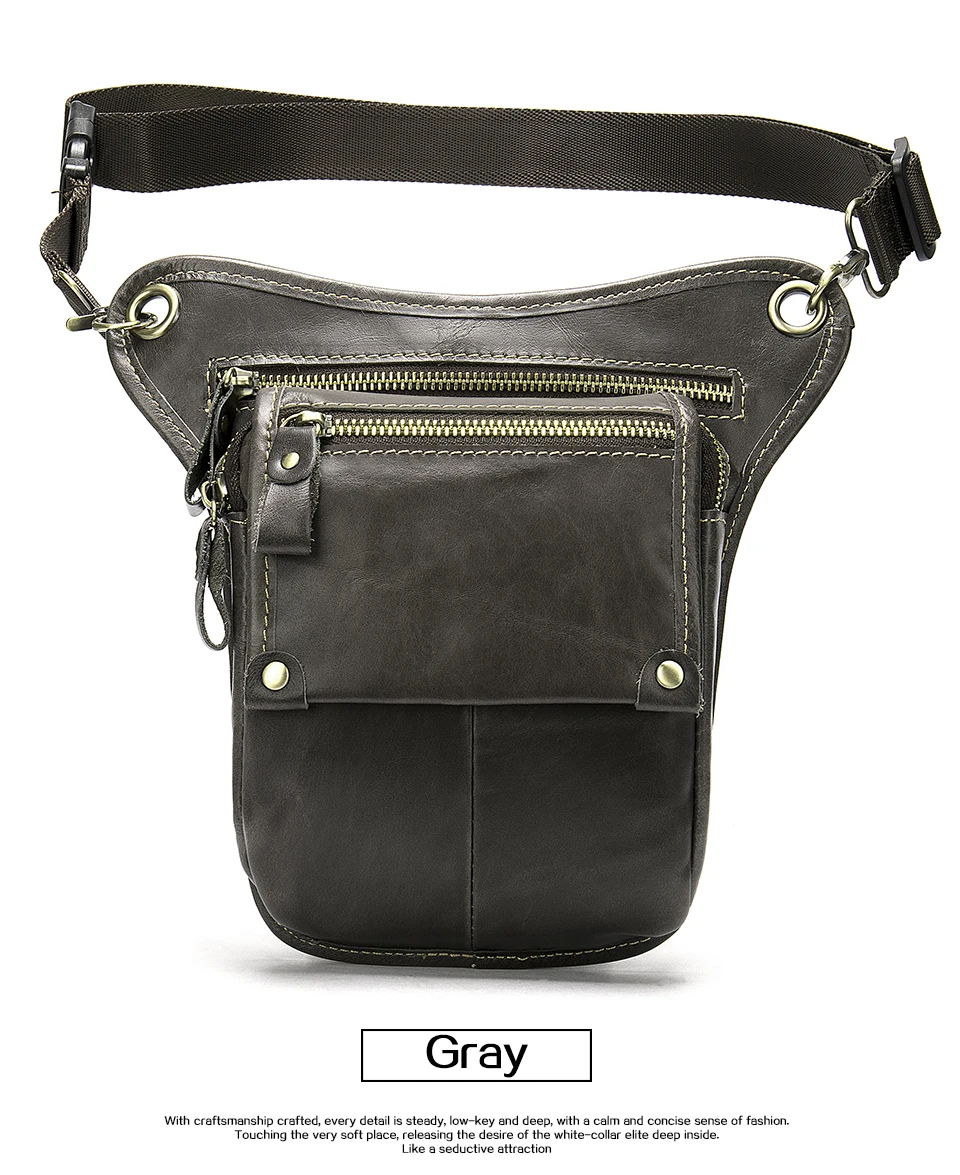 10 Fanny Pack Men's Leg Bag Genuine Leather Belt Bag Men Leg Drop Bag for Men Leather Money  Phone Legs Male Pouch Bags 3237