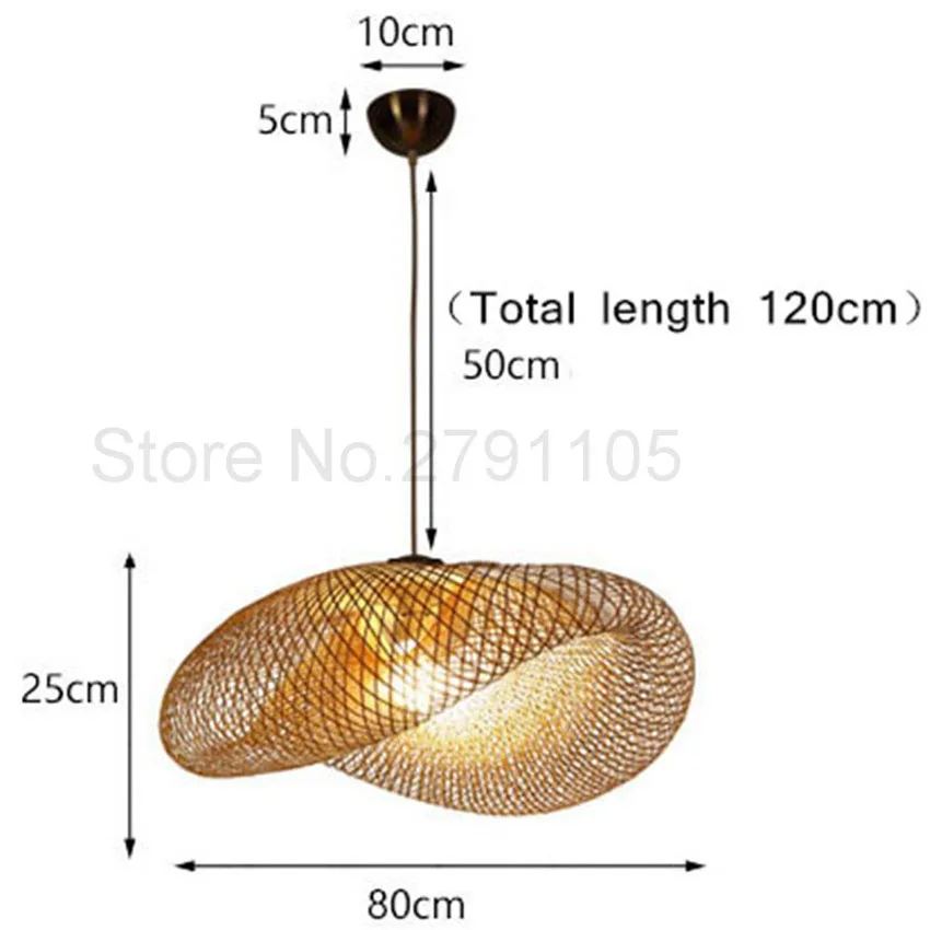 Креативные подвесные светильники ручной работы с бамбуковым плетением, деревенский ресторан, подвесные светильники, персональный светодиодный подвесной светильник для кофейного бара - Цвет корпуса: Dia 80cm