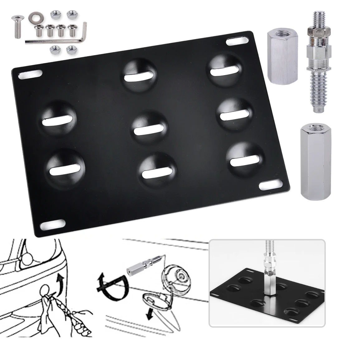 Buy DWCX Car Stainless Steel Front Bumper Tow Hook