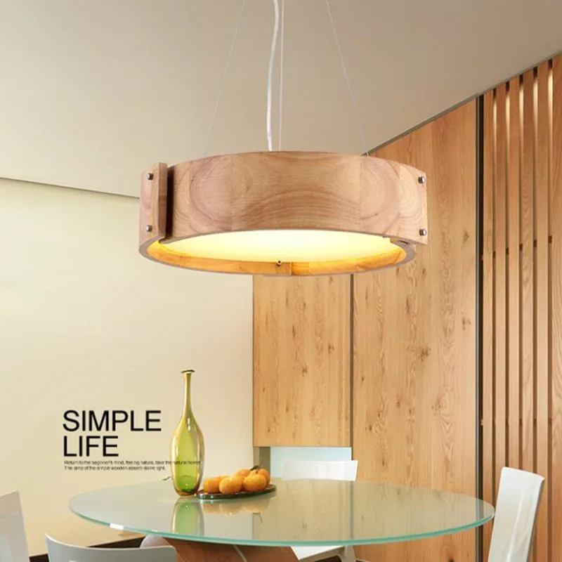 

Nordic Wooden Lampshade LED Pendant Light for Dinning Room Bedroom Restaurant Solid Wood Office Kitchen Home Deco Hanging Lamp