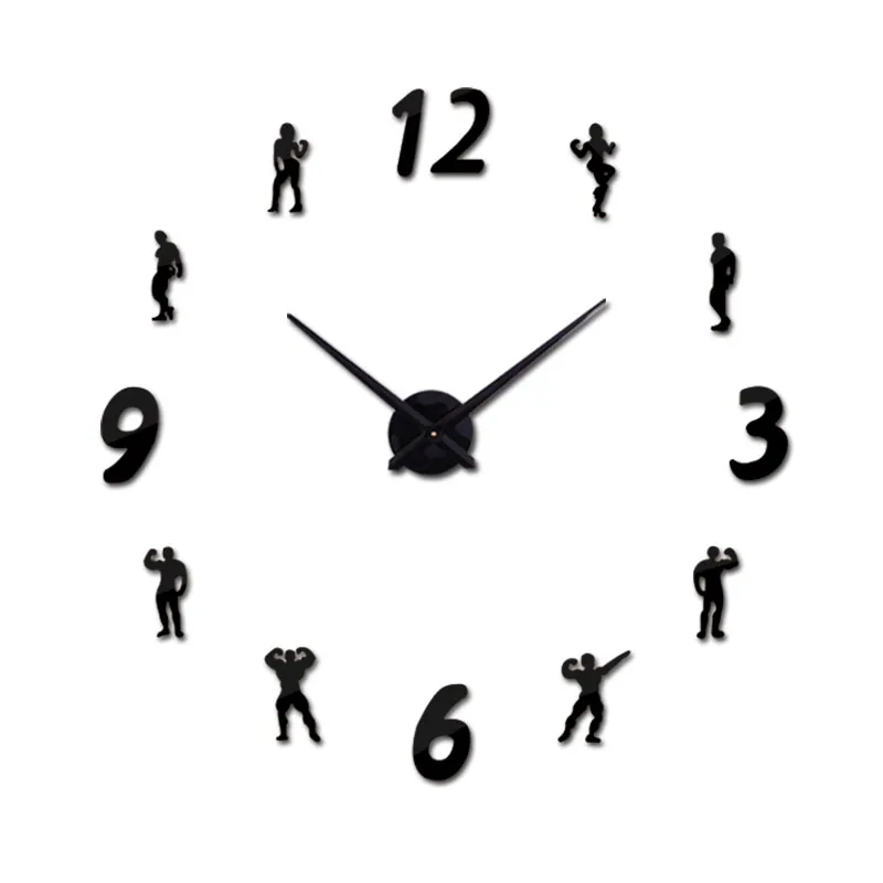 new arrival Quartz clocks fashion watches 3d real big wall clock acrylic mirror sticker diy living room modern decor character | Дом и сад