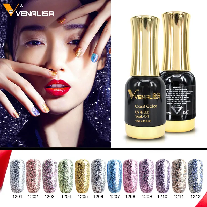 Online 12 stücke * 12ml Venalisa Platin Gel Nagellack Nail art Gel Polish Soak off UV LED Gel Lack starry Farbe Bling Nagel Gel Lack