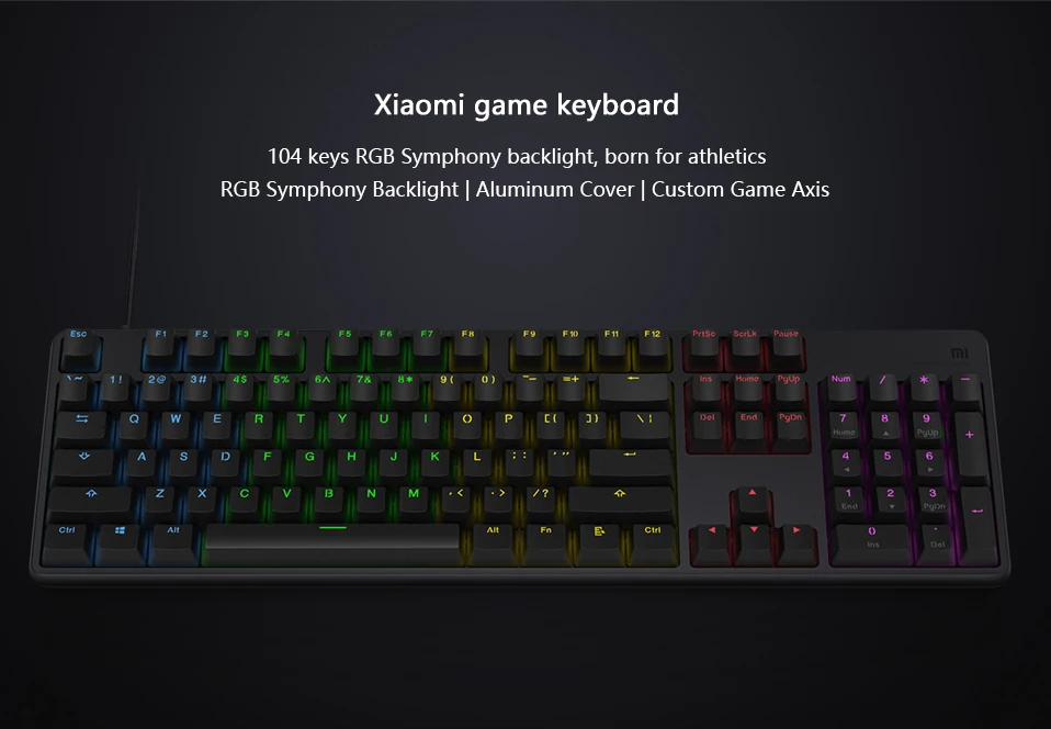 Original Xiaomi Mi Gaming Keyboard 104 Keys RGB LED Backlight Aluminum Alloy Cover  (1)