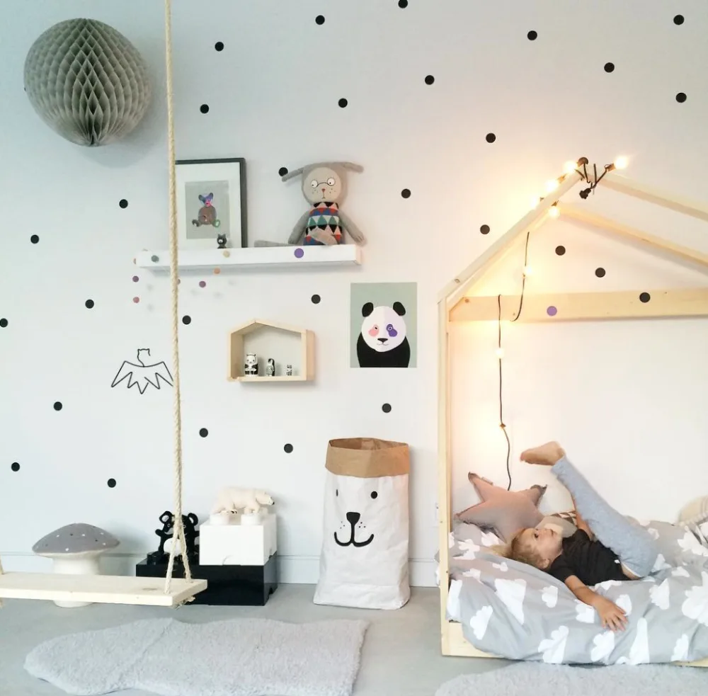 Black Dots Wall Stickers For Kids Room Baby Nursery Stickers Home Decor
