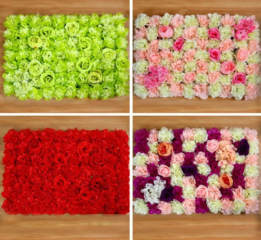 40*60cm Artificial Rose Hydrangea Flower Lawn Carpet Mat For Green