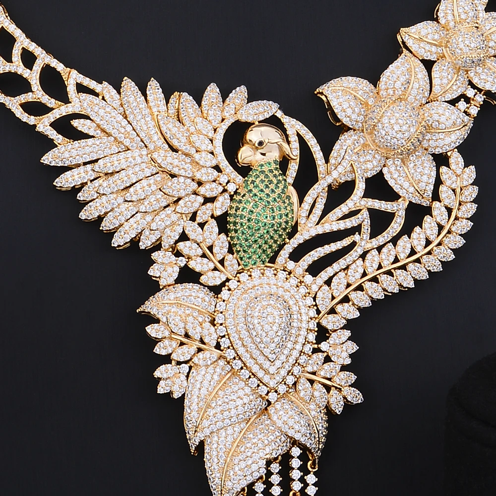 

missvikki Gorgeous Phoenix Noble Full Cubic Zirconia Necklace Bangle Earrings Ring Jewelry Set for Women Wedding Jewelry