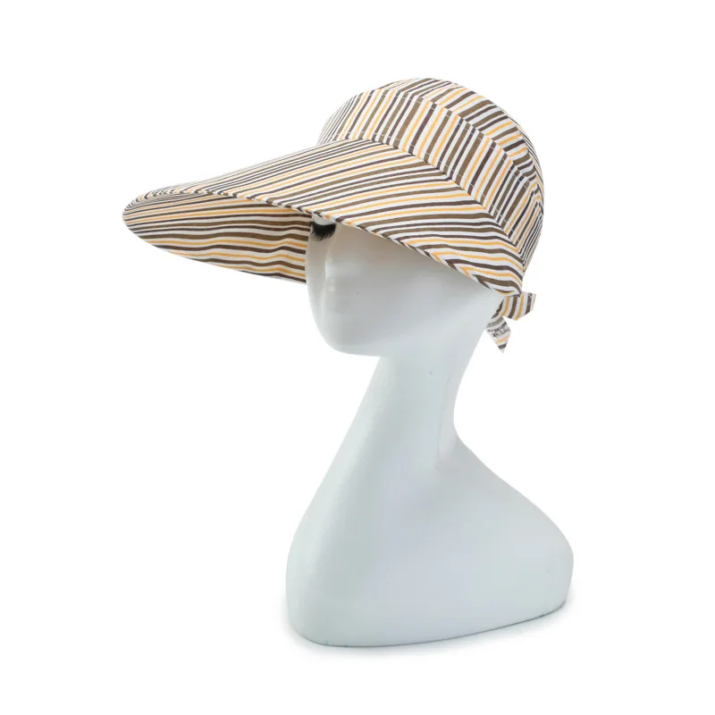 

Sunscreen essential sun hat Unisex electric bicycle Visor Beach holiday Empty top fisherman hat women Striped Washed cotton cap
