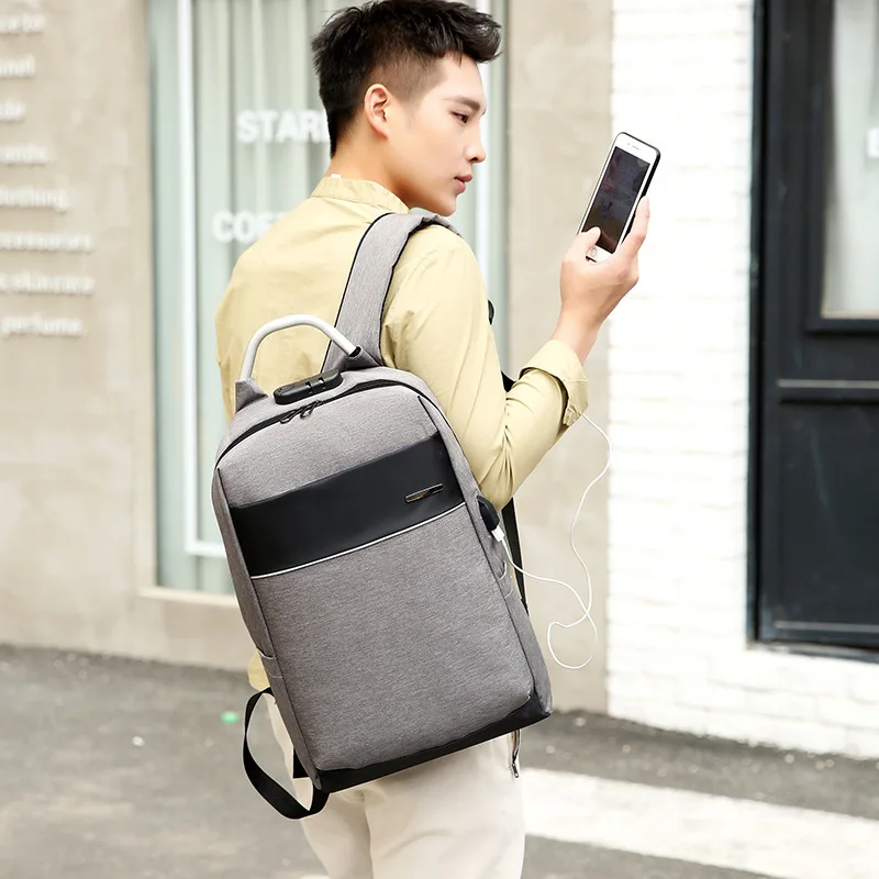 Arsmundi бизнес ноутбук рюкзак для мужчин Путешествия зарядка через usb зарядка Металл Anti Theft рюкзак водостойкий школьная сумки для девочек-подростков колледж путешествия рюкзак взрослых досуг - Цвет: Светло-серый