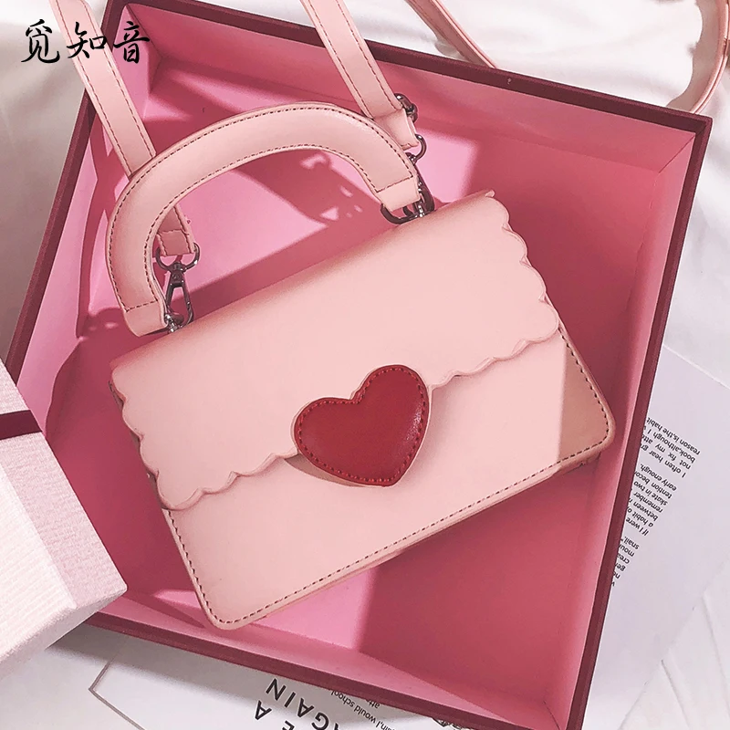 

Korean Sweet Lady Square Bag Fashion New Quality Pu Leather Women's Designer Handbag Cute Girl Tote Shoulder Messenger Bags