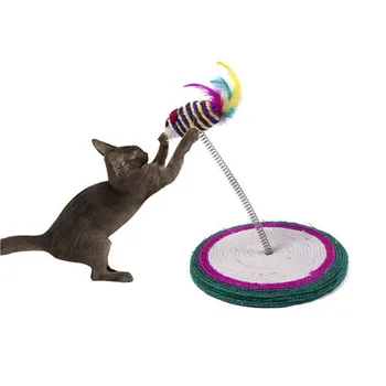 

15/18cm Sisal Base Coil Spring Toy Scratching Posts Circle Mouse Ball Toy for Cat Plate Sisal Cat Sticks Toys Pet Climbing Frame