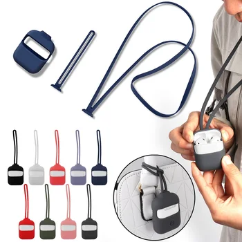 

For Apple AirPods Shockproof Anti lost Silicone Case Cover With Neck Lanyard Bluetooth Earphones Protective Skin For Air Pods