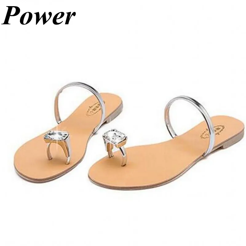 rhinestone toe ring sandals