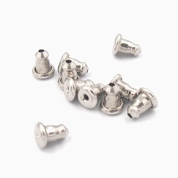 

100pcs 316L Stainless Steel Earnuts Earrings Jewelry Making DIY Finding Component, 4.6x5.7mm, for 0.6/0.7/0.8mm pin