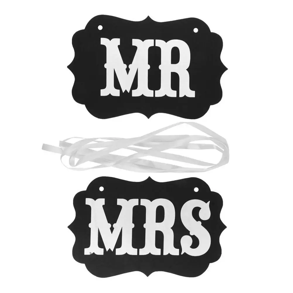 

1 set "MR&MRS" Letter DIY Funny Wedding Decor Props Black Mr Mrs Paper Sign Letter Banner Photo Booth decoration Party