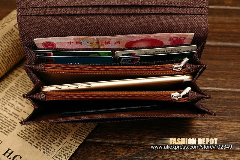 High Quality Canvas Purse Long style Large Capacity with Zipper  (9)