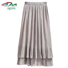 Весна Лето Новая Женская высокая талия эластичная талия сплошной цвет темперамент шифоновая юбка-зонт длинная Плиссированная юбка AS484
